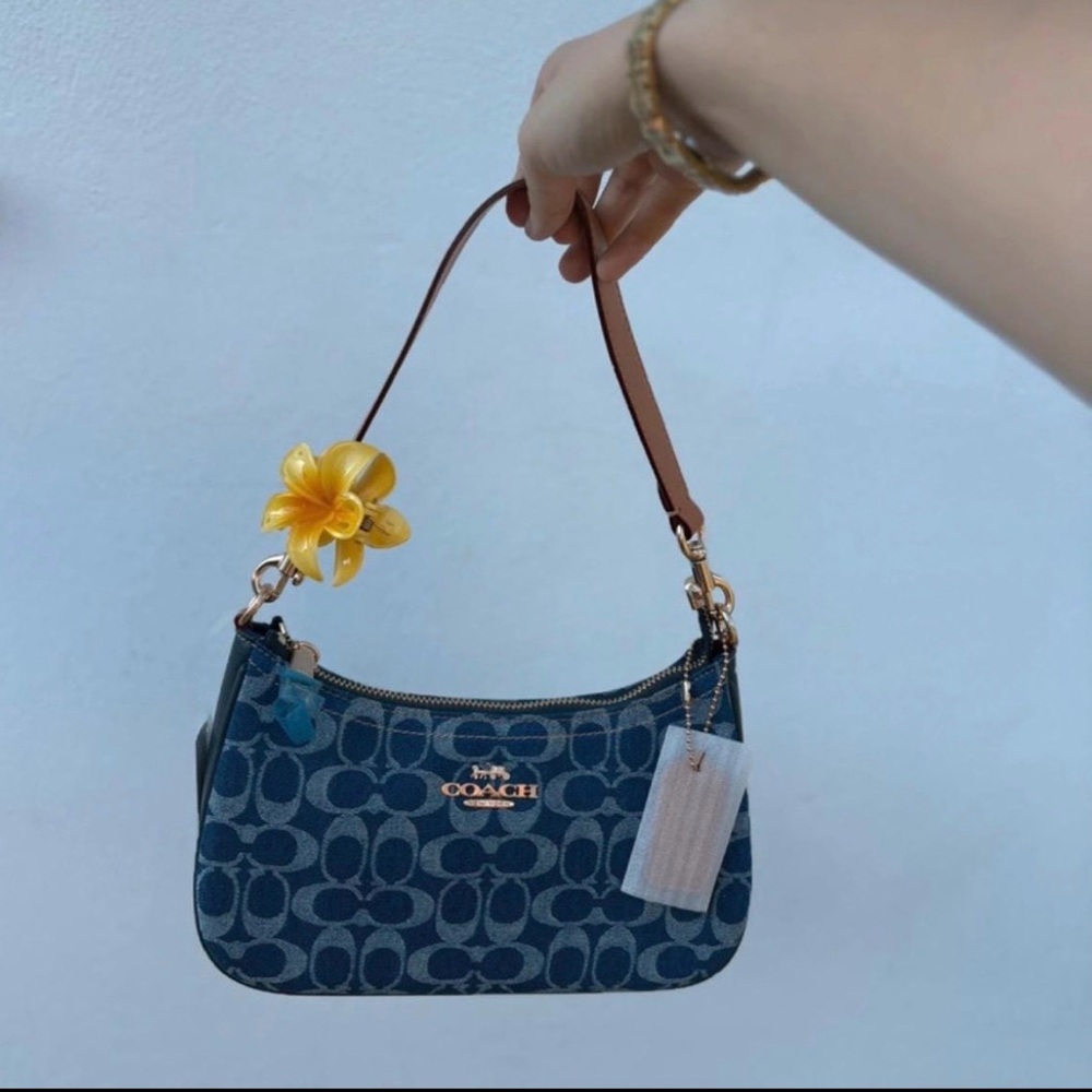 Coach Navy Monogram Shoulder Bag